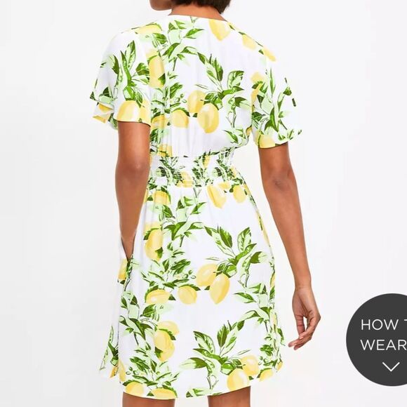 Loft Lemon Flutter V-Neck Pocket Dress NWT - Picture 3 of 8